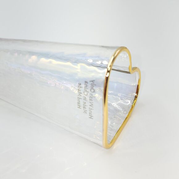 Heart Shape Gold Rimmed Iridescent Champagne Flute‎ Glass Drinkware 5oz Set Of 2 - Picture 13 of 16